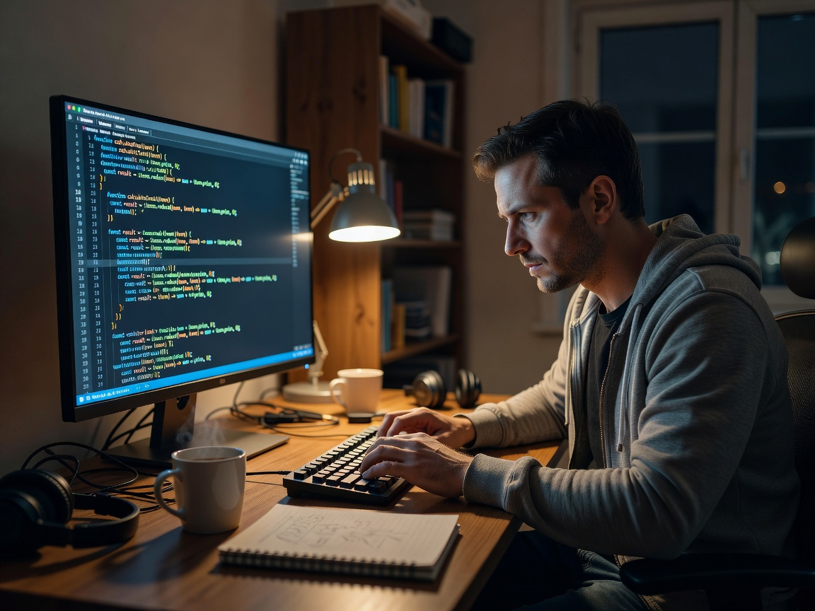 Developer coding javascript