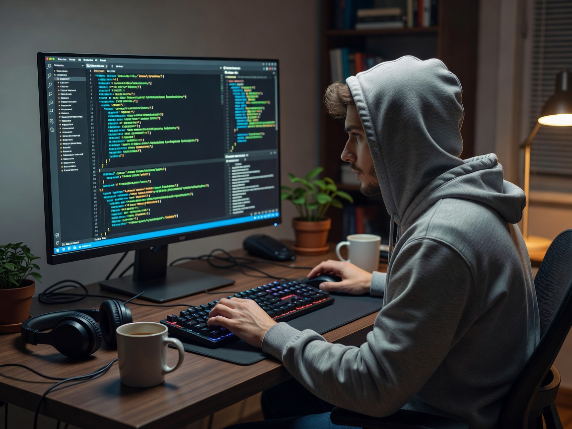 Person working on web development code